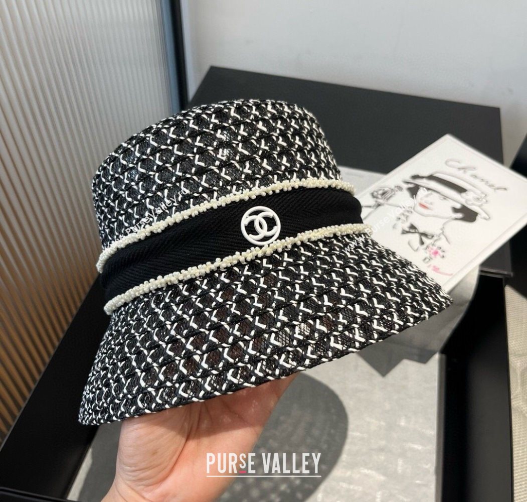 Chanel Mesh Bucket Hat Black/White 2025 0617 (XMN-250617005)