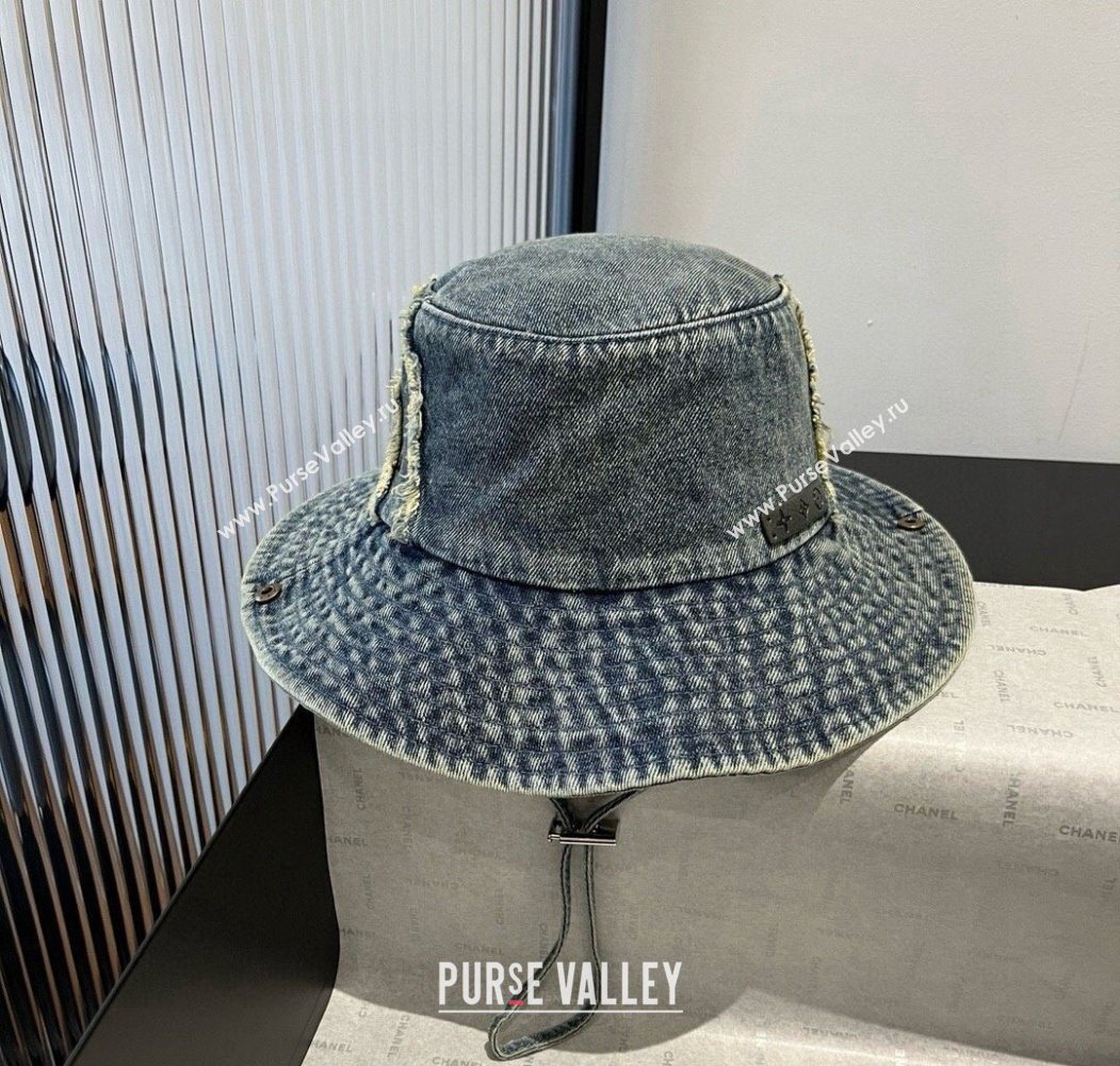 Louis Vuitton Denim Bucket Hat with Fringe Dark Blue 2025 0617 (XMN-250617006)