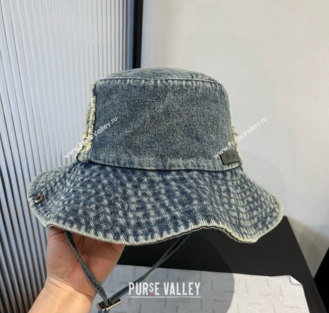 Louis Vuitton Denim Bucket Hat with Fringe Dark Blue 2025 0617 (XMN-250617006)