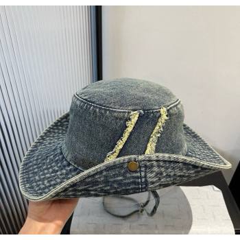 Louis Vuitton Denim Bucket Hat with Fringe Dark Blue 2025 0617 (XMN-250617006)