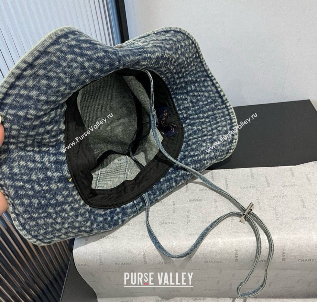 Louis Vuitton Denim Bucket Hat with Fringe Dark Blue 2025 0617 (XMN-250617006)