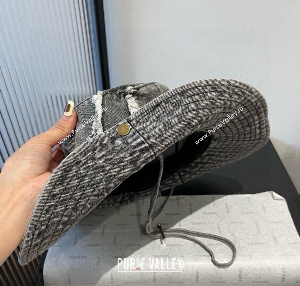 Louis Vuitton Denim Bucket Hat with Fringe Grey 2025 0617 (XMN-250617007)