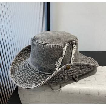 Louis Vuitton Denim Bucket Hat with Fringe Grey 2025 0617 (XMN-250617007)