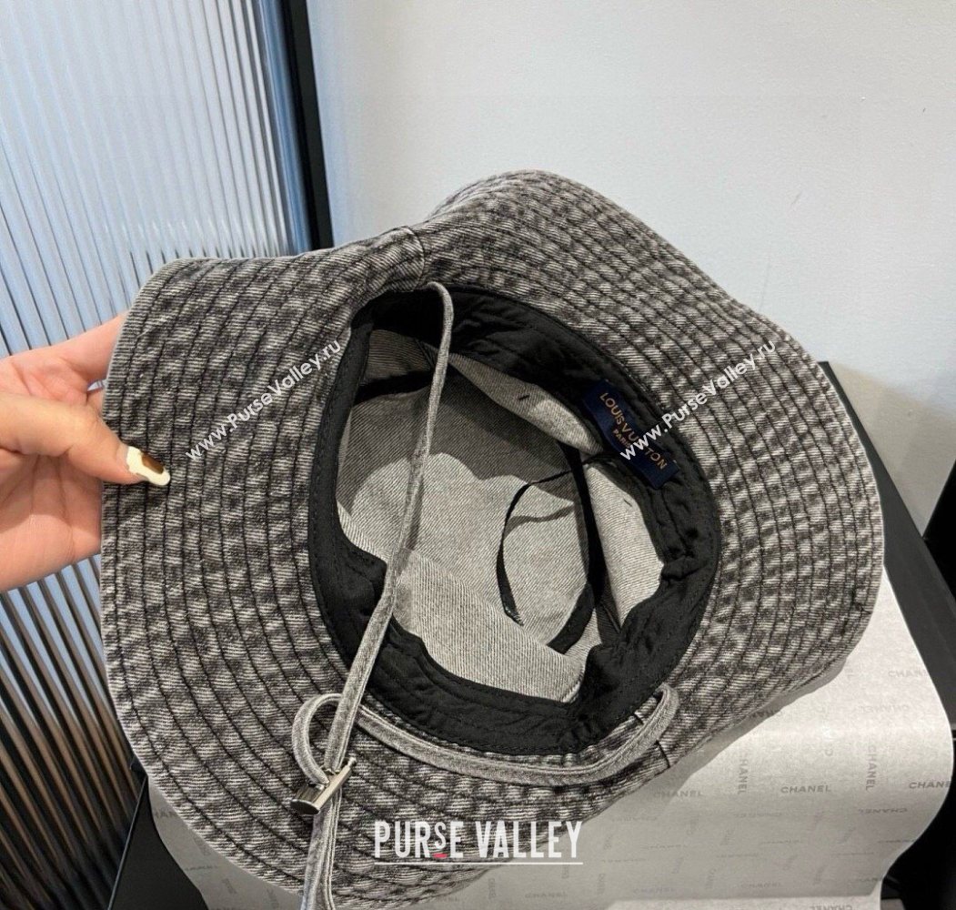 Louis Vuitton Denim Bucket Hat with Fringe Grey 2025 0617 (XMN-250617007)