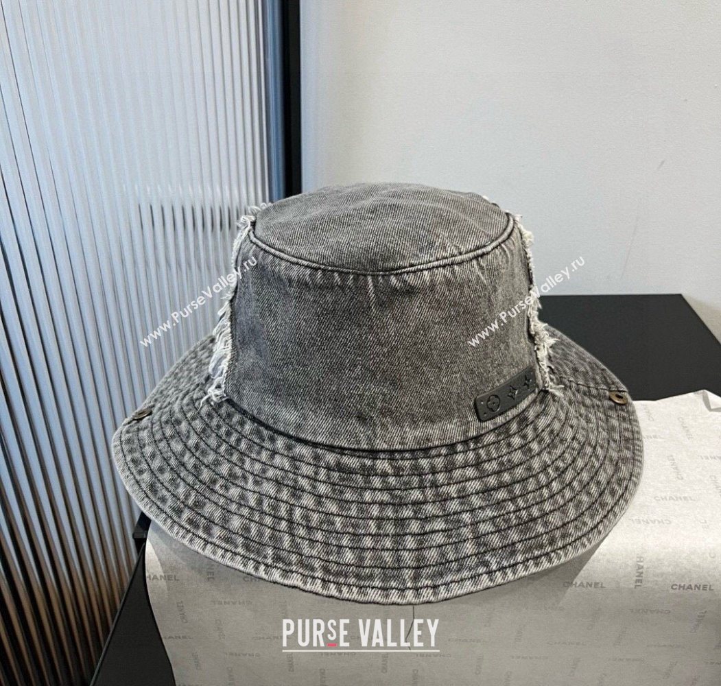 Louis Vuitton Denim Bucket Hat with Fringe Grey 2025 0617 (XMN-250617007)
