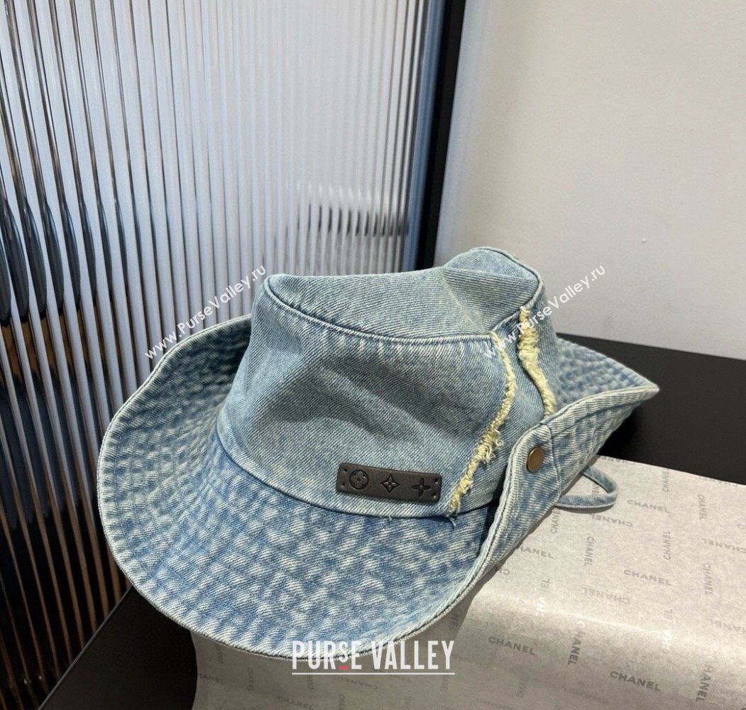 Louis Vuitton Denim Bucket Hat with Fringe Light Blue 2025 0617 (XMN-250617008)