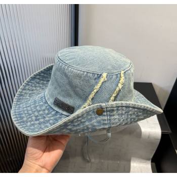 Louis Vuitton Denim Bucket Hat with Fringe Light Blue 2025 0617 (XMN-250617008)