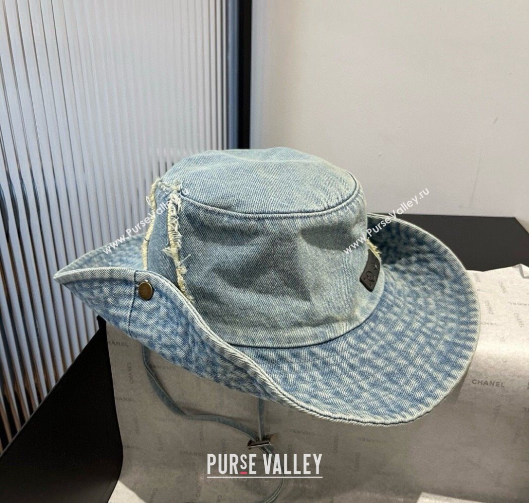 Louis Vuitton Denim Bucket Hat with Fringe Light Blue 2025 0617 (XMN-250617008)