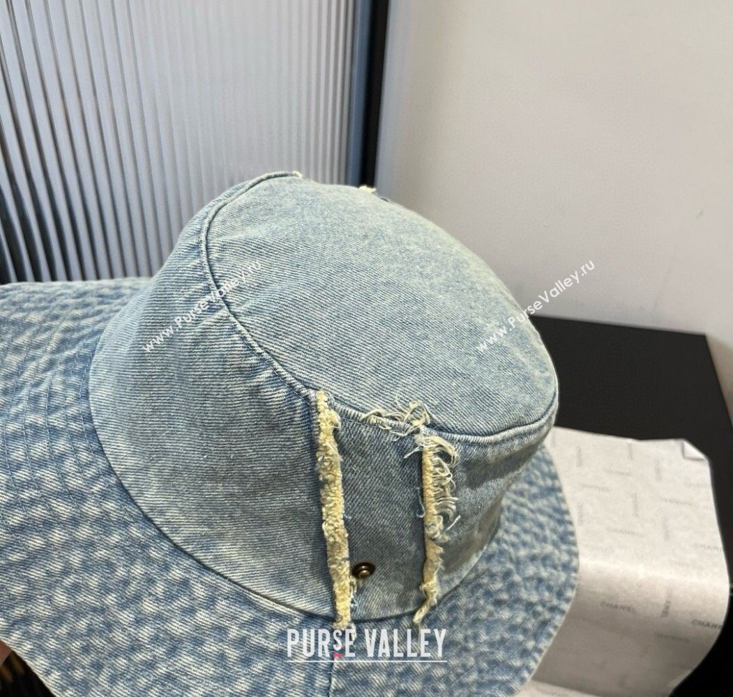 Louis Vuitton Denim Bucket Hat with Fringe Light Blue 2025 0617 (XMN-250617008)