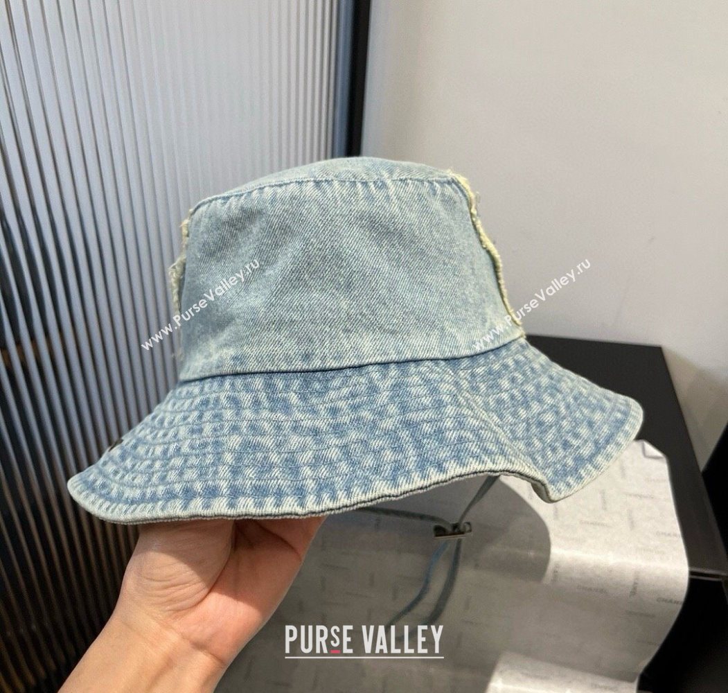 Louis Vuitton Denim Bucket Hat with Fringe Light Blue 2025 0617 (XMN-250617008)