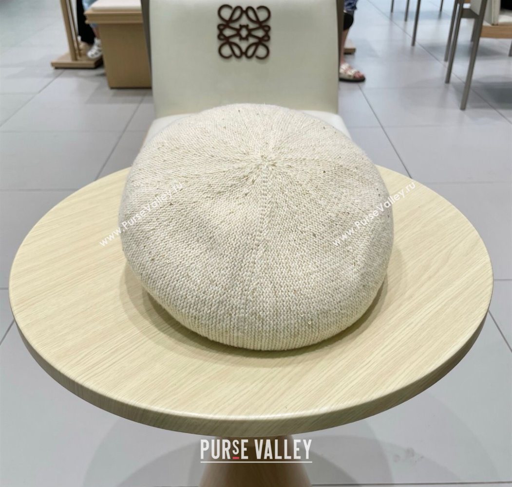 Dior CD Knit Beret Hat White 2025 0724 (SHI-250724051)
