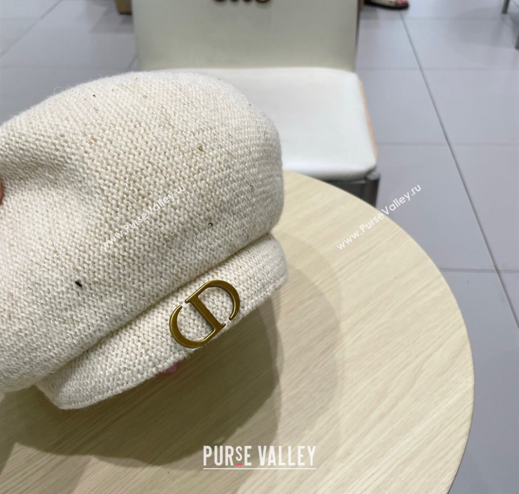 Dior CD Knit Beret Hat White 2025 0724 (SHI-250724051)