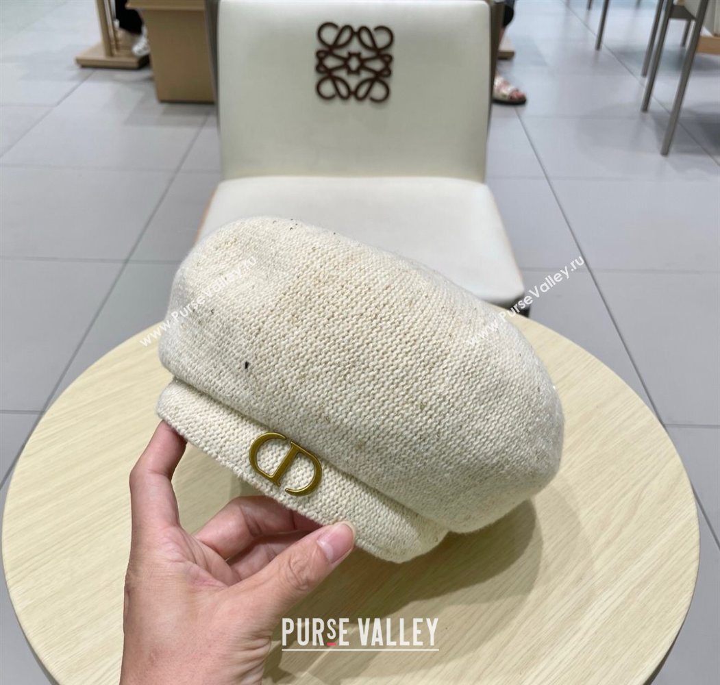 Dior CD Knit Beret Hat White 2025 0724 (SHI-250724051)