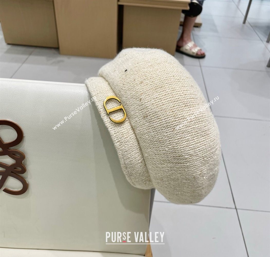Dior CD Knit Beret Hat White 2025 0724 (SHI-250724051)