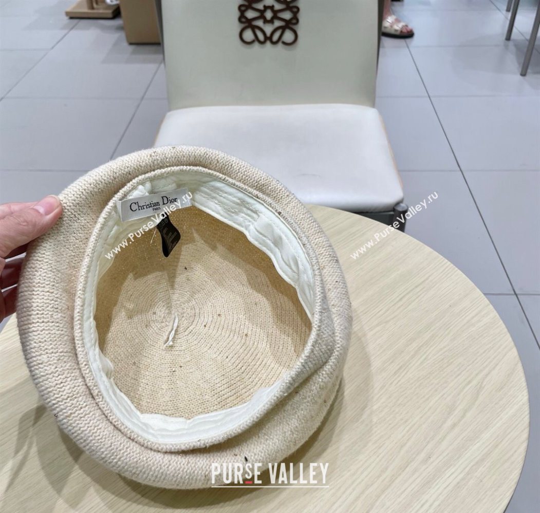 Dior CD Knit Beret Hat White 2025 0724 (SHI-250724051)