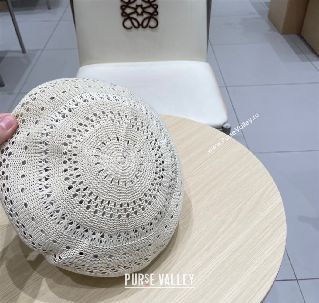 Miu Miu Strass Logo Knit Beret Hat Light Grey 2025 0724 (SHI-250724053)