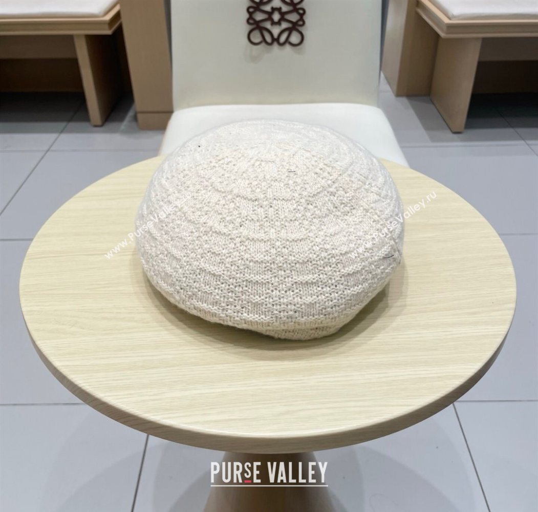 Chanel CC Knit Beret Hat White 2025 0724 (SHI-250724054)