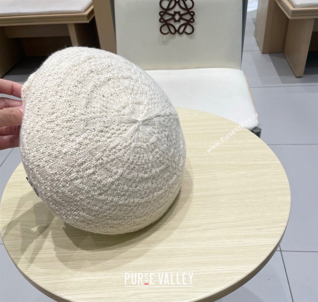 Chanel CC Knit Beret Hat White 2025 0724 (SHI-250724054)