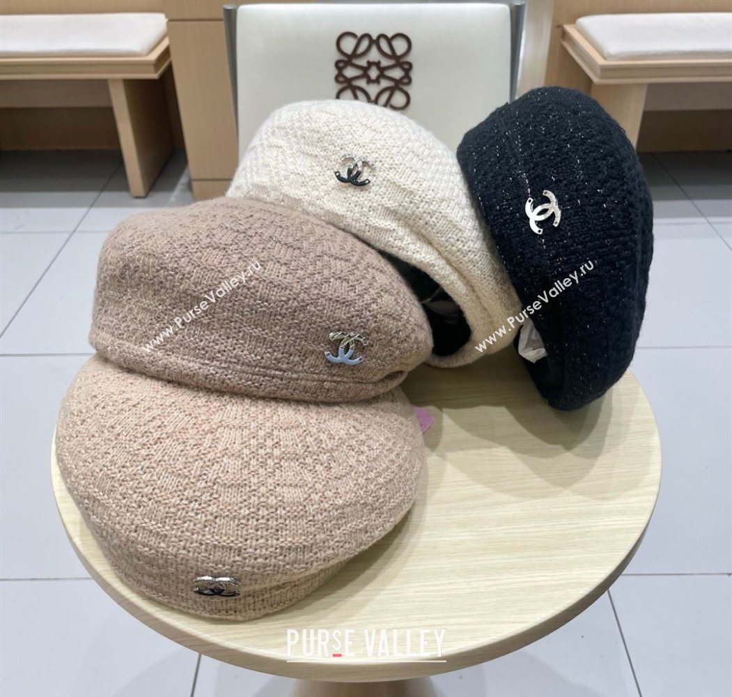 Chanel CC Knit Beret Hat White 2025 0724 (SHI-250724054)