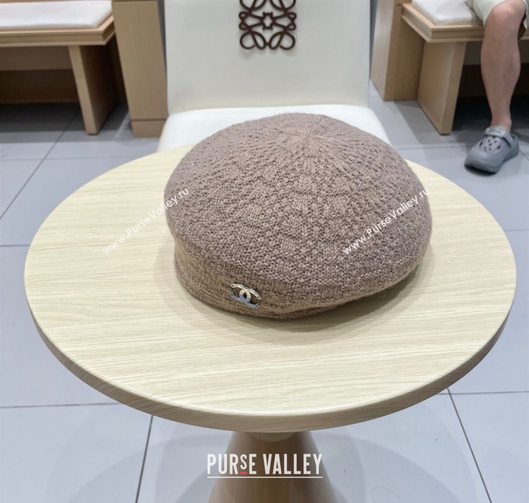 Chanel CC Knit Beret Hat Grey 2025 0724 (SHI-250724055)