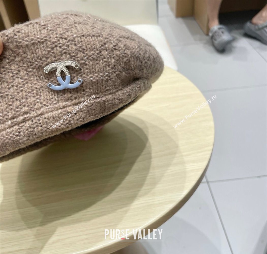 Chanel CC Knit Beret Hat Grey 2025 0724 (SHI-250724055)