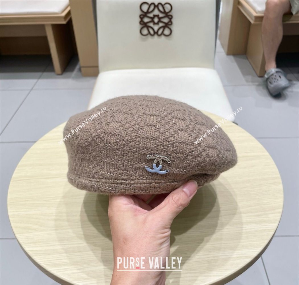 Chanel CC Knit Beret Hat Grey 2025 0724 (SHI-250724055)