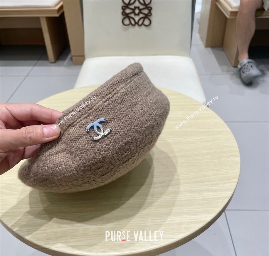 Chanel CC Knit Beret Hat Grey 2025 0724 (SHI-250724055)