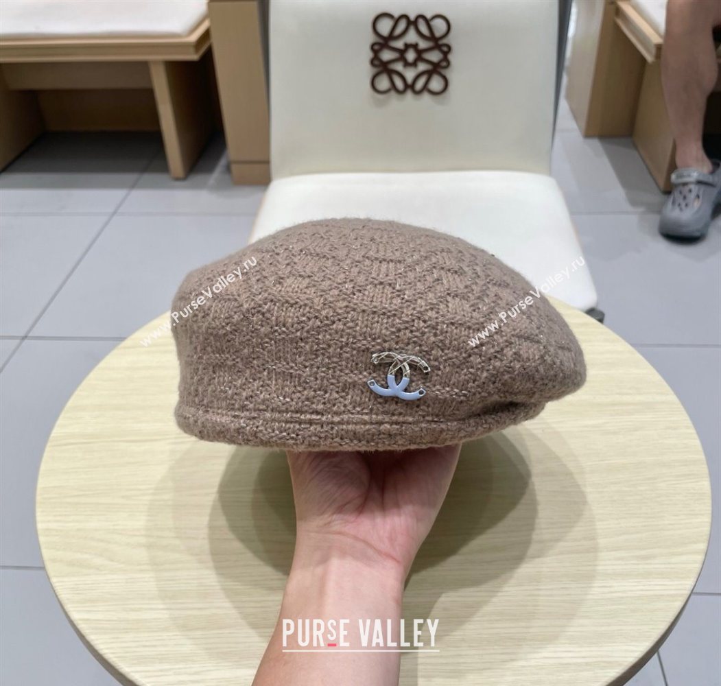 Chanel CC Knit Beret Hat Grey 2025 0724 (SHI-250724055)