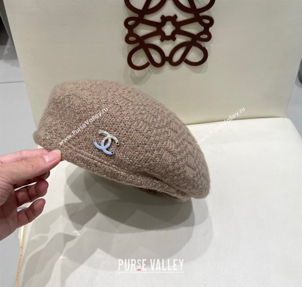 Chanel CC Knit Beret Hat Grey 2025 0724 (SHI-250724055)