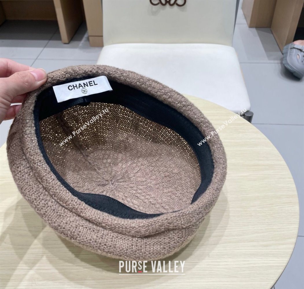 Chanel CC Knit Beret Hat Grey 2025 0724 (SHI-250724055)