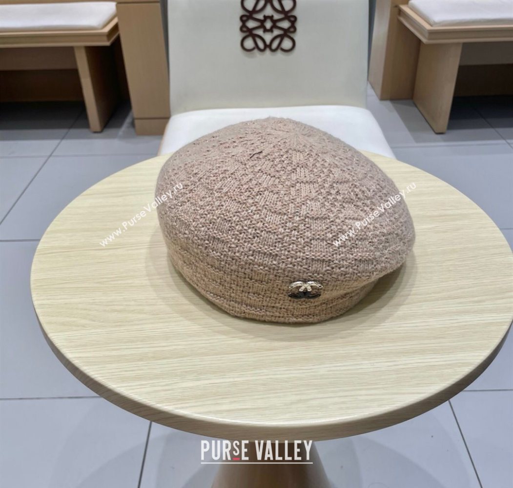 Chanel CC Knit Beret Hat Beige 2025 0724 (SHI-250724056)