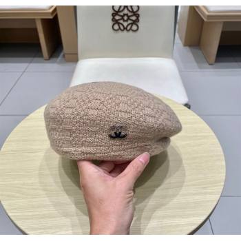 Chanel CC Knit Beret Hat Beige 2025 0724 (SHI-250724056)