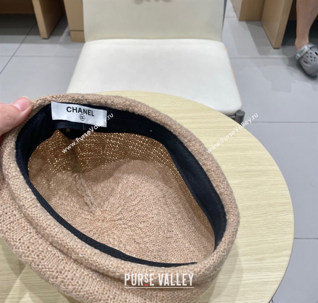 Chanel CC Knit Beret Hat Beige 2025 0724 (SHI-250724056)