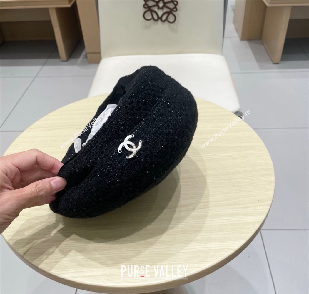 Chanel CC Knit Beret Hat Black 2025 0724 (SHI-250724057)