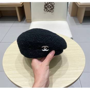 Chanel CC Knit Beret Hat Black 2025 0724 (SHI-250724057)