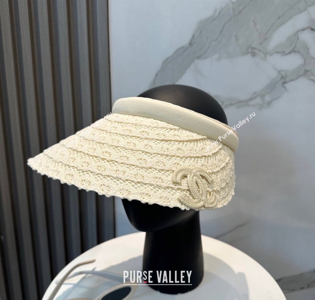 Chanel Crochet Visor Hat White 2025 0724 (MAO-250724041)