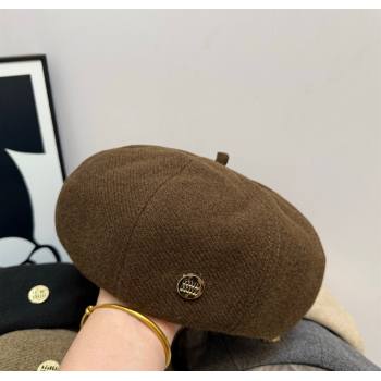 Miu Miu Patch Beret Hat Brown 2025 0724 (SHI-250724062)