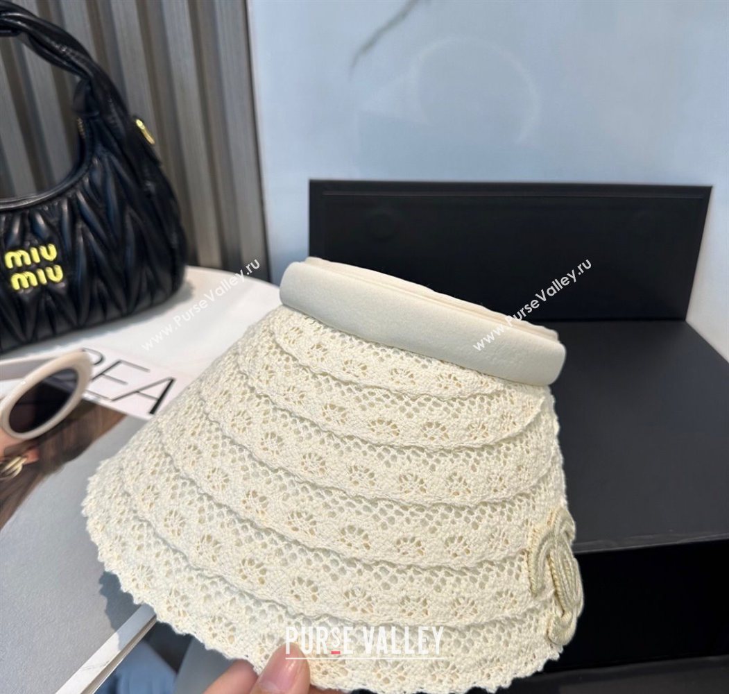 Chanel Crochet Visor Hat White 2025 0724 (MAO-250724041)