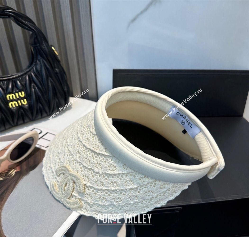 Chanel Crochet Visor Hat White 2025 0724 (MAO-250724041)