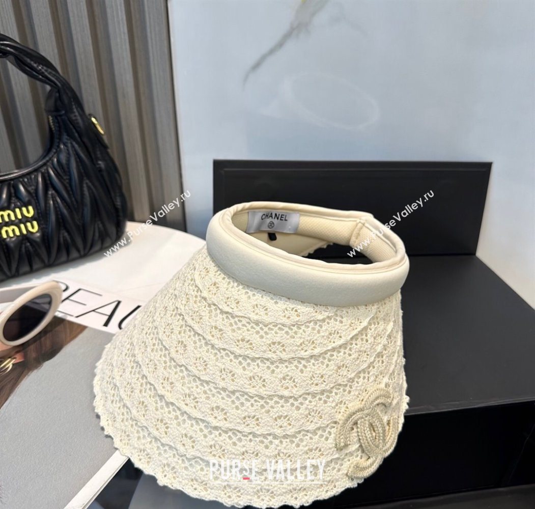 Chanel Crochet Visor Hat White 2025 0724 (MAO-250724041)