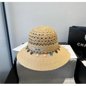 Miu Miu Straw Wide Brim Hat with Sequins 2025 0724 (SHI-250724064)