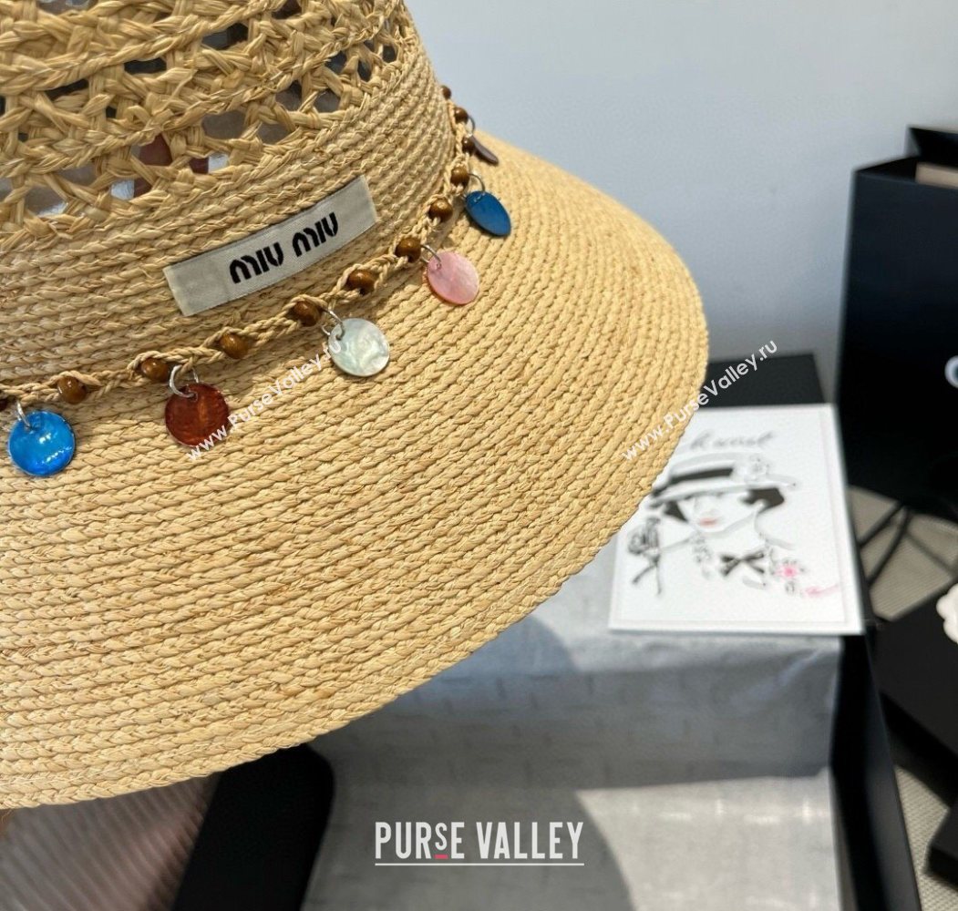 Miu Miu Straw Wide Brim Hat with Sequins 2025 0724 (SHI-250724064)
