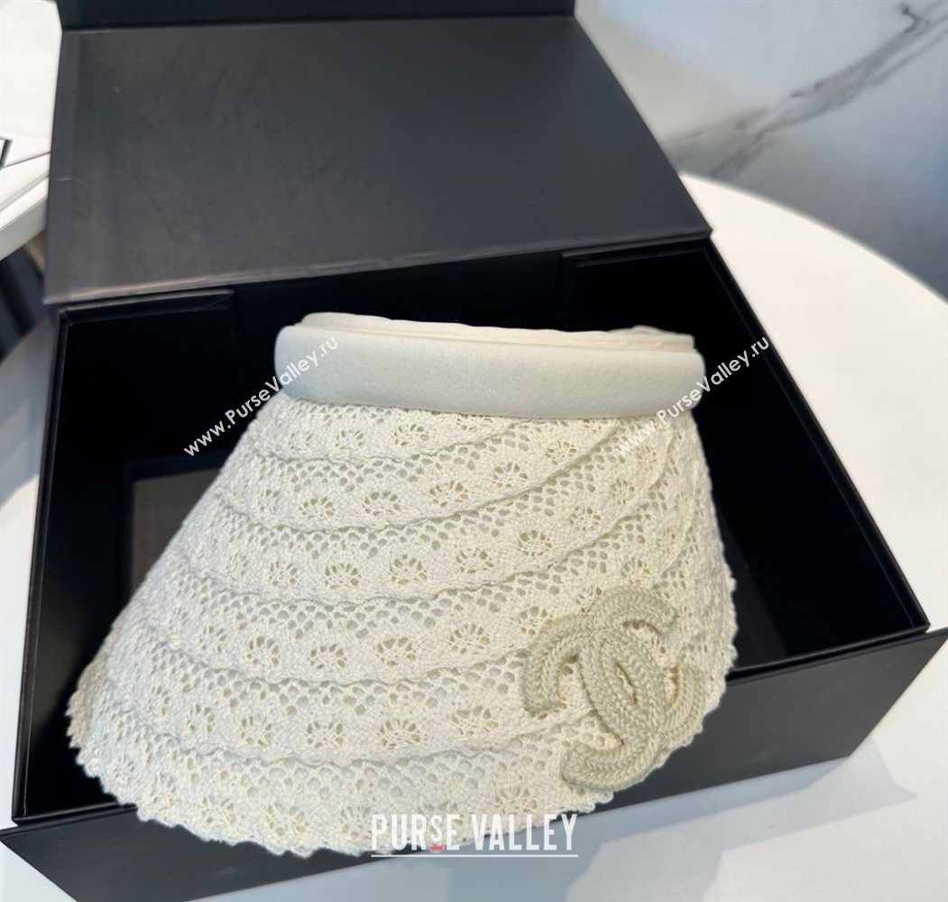 Chanel Crochet Visor Hat White 2025 0724 (MAO-250724041)