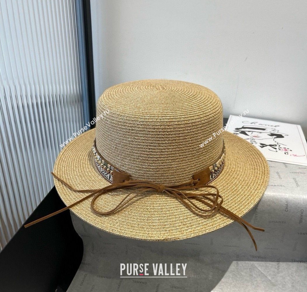 Prada Straw Wide Brim Hat with Embroidered Band 2025 0724 (SHI-250724065)