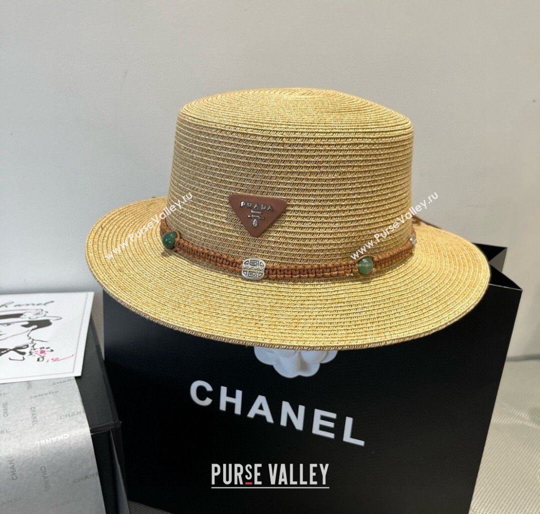Prada Straw Wide Brim Hat with Braided Band 2025 0724 (SHI-250724066)