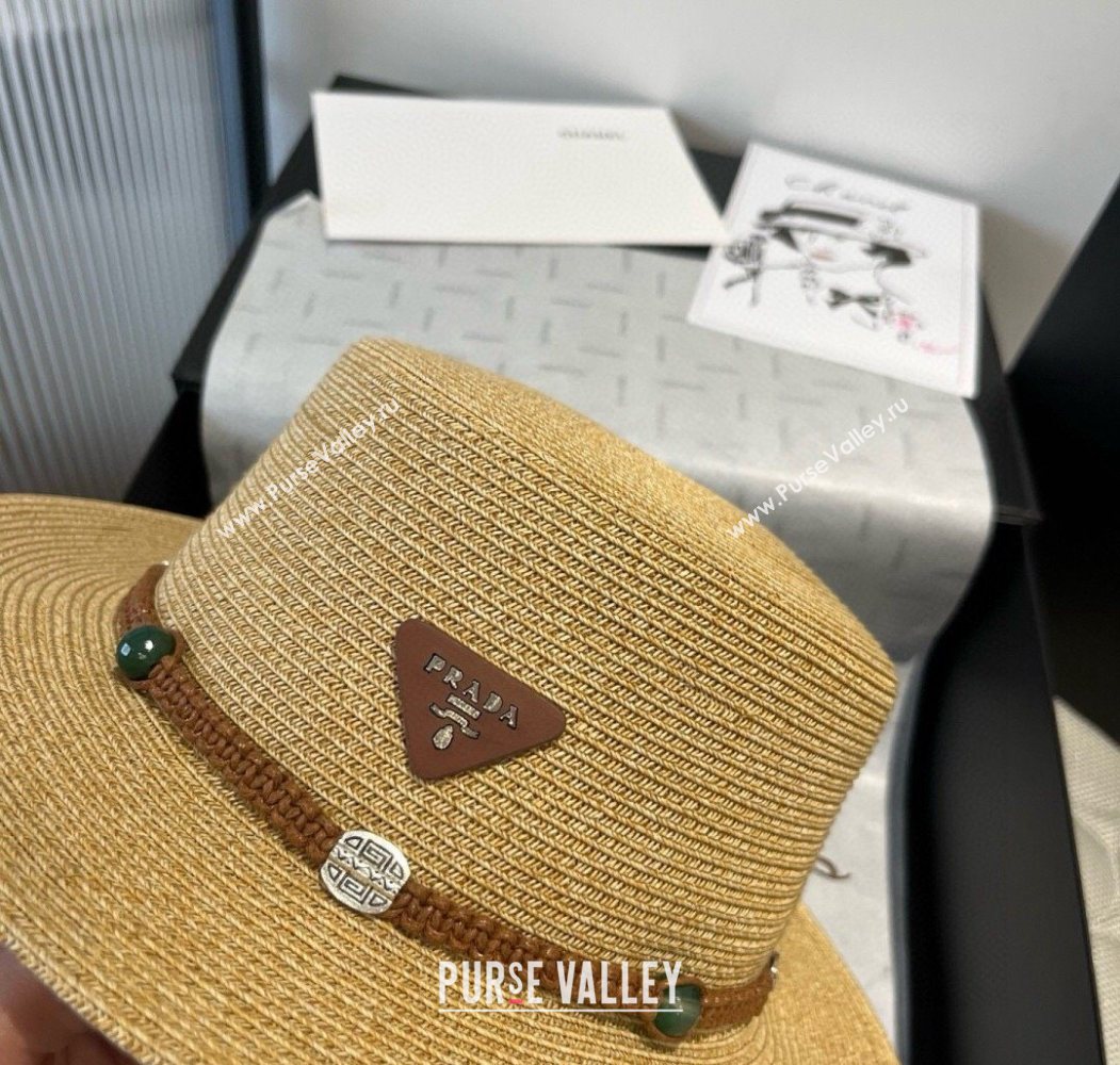 Prada Straw Wide Brim Hat with Braided Band 2025 0724 (SHI-250724066)