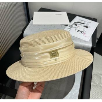 Miu Miu Straw Wide Brim Hat with Shiny Band Beige 2025 0724 (SHI-250724067)