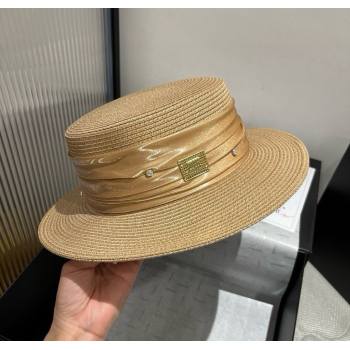 Miu Miu Straw Wide Brim Hat with Shiny Band Khaki 2025 0724 (SHI-250724068)