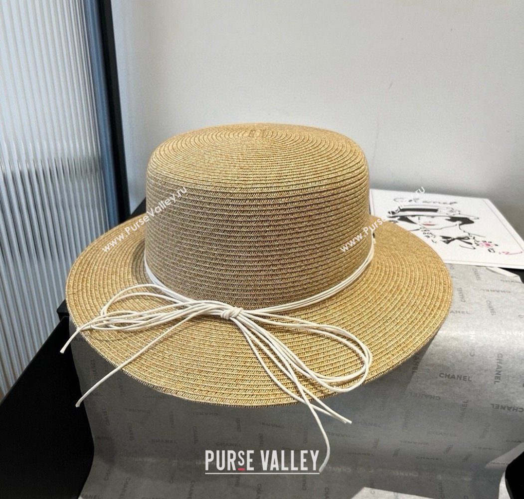 Chanel Straw Wide Brim Hat with Beads Band 2025 0724 (SHI-250724070)