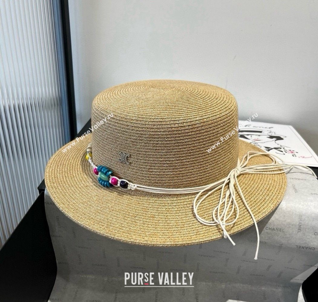 Chanel Straw Wide Brim Hat with Beads Band 2025 0724 (SHI-250724070)